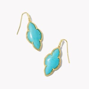 NWT Kendra Scott Abbie Gold Drop Earrings in Variegated Turquoise Magnesite
